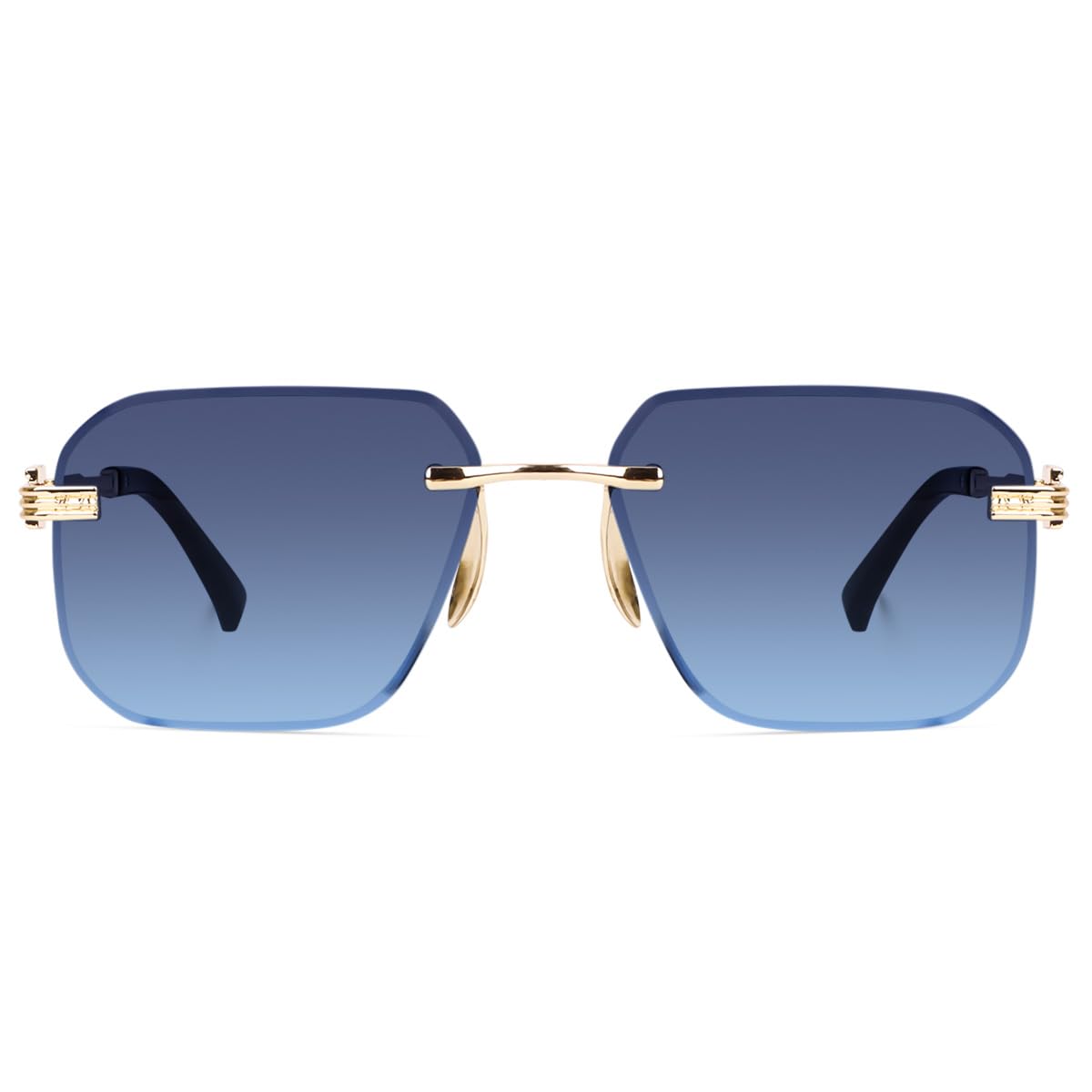 Dervin UV Protected Square Rimless Sunglasses for Men and Women (M, Gradient Blue) - Image 3