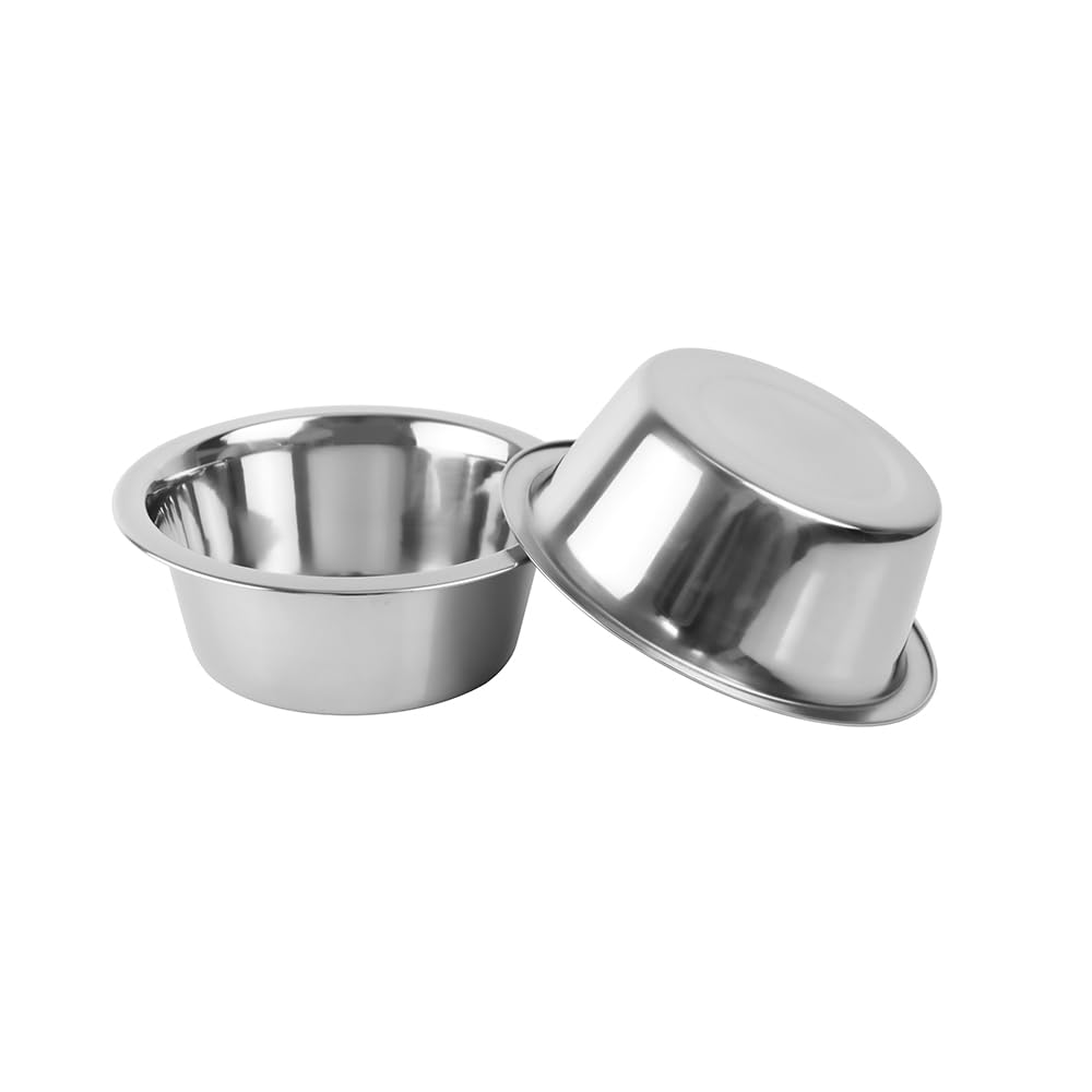 Pawpourri Pet Diner Stainless Steel Pet Bowl Combo with Wooden Base | Double Feeding Bowl Combo for Providing Food and Water to Beloved Dog, Puppies & Cats with 740ml Each Bowl