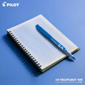 Pilot V5 Hi-tecpoint Roller ball pen with Cartridge System - 2 Blue Pens, 4 Blue cartridges