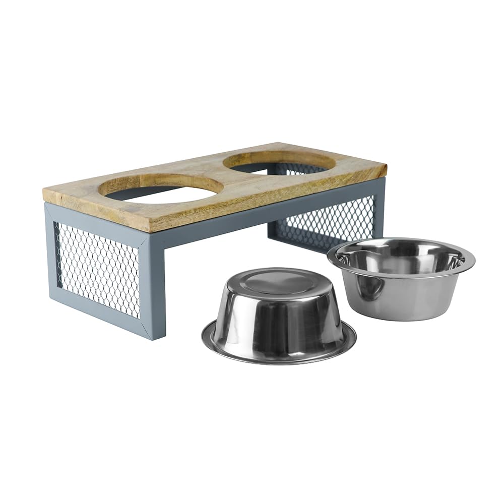 Pawpourri Pet Diner Stainless Steel Pet Bowl Combo with Wooden Base | Double Feeding Bowl Combo for Providing Food and Water to Beloved Dog, Puppies & Cats with 740ml Each Bowl - Image 9