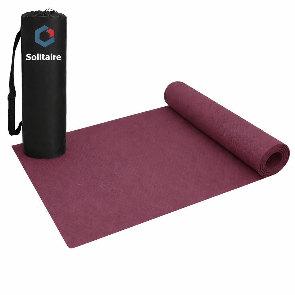 Solitaire Yoga mat for Women & Men EVA Material 6mm Anti-Slip Mat for Workout|Exercise Mat For Home Gym | Yoga Mat-For Gym-Workout and Yoga Exercise I Maroon - Image 2
