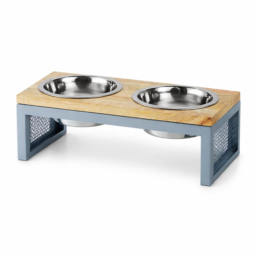 Pawpourri Pet Diner Stainless Steel Pet Bowl Combo with Wooden Base | Double Feeding Bowl Combo for Providing Food and Water to Beloved Dog, Puppies & Cats with 740ml Each Bowl - Image 2