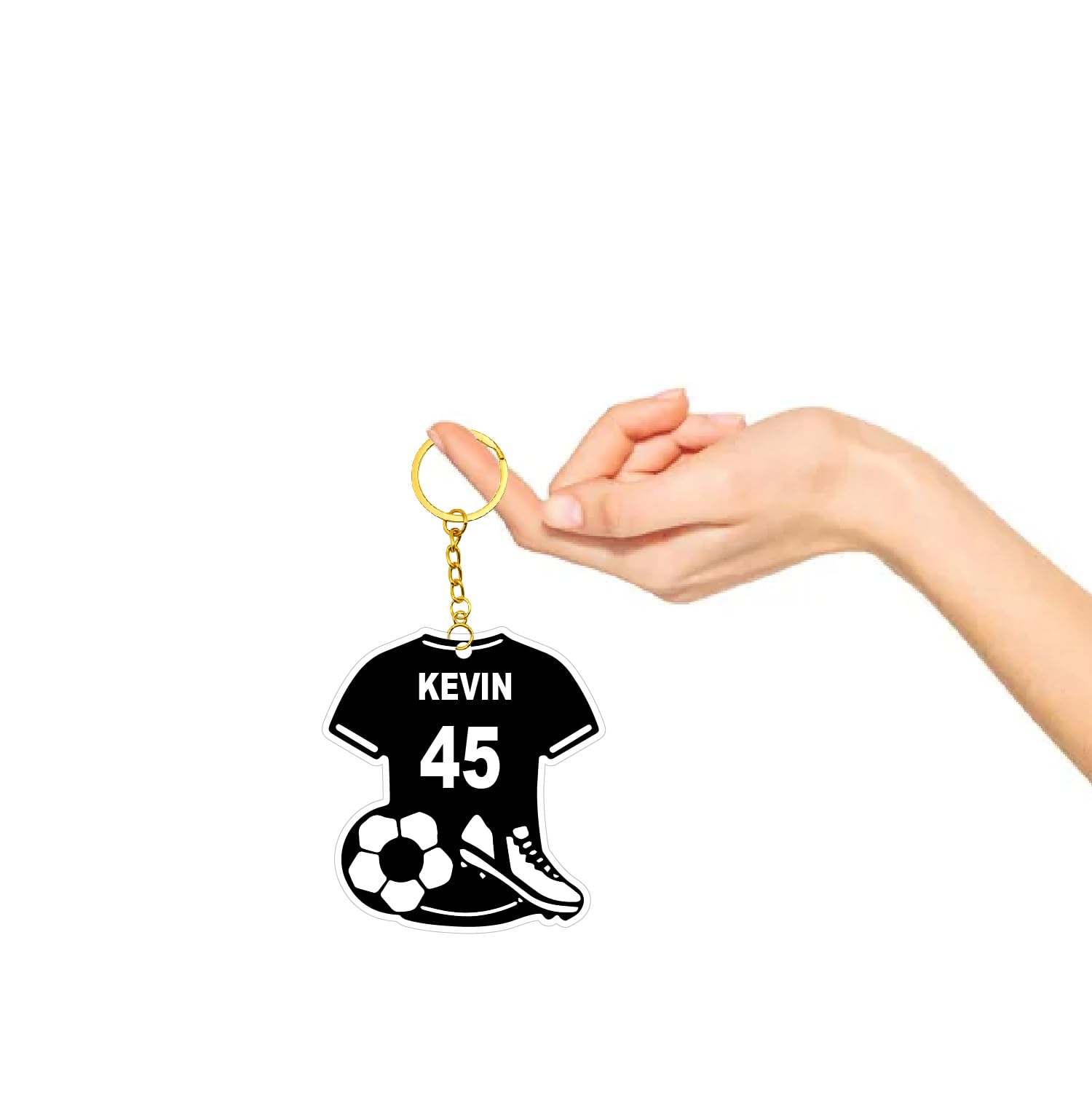woopme Customized Football Jersey Keychain For Bike Car & Backpacks | Personalized Soccer Keychain with Name & Number | Transparent, Gift