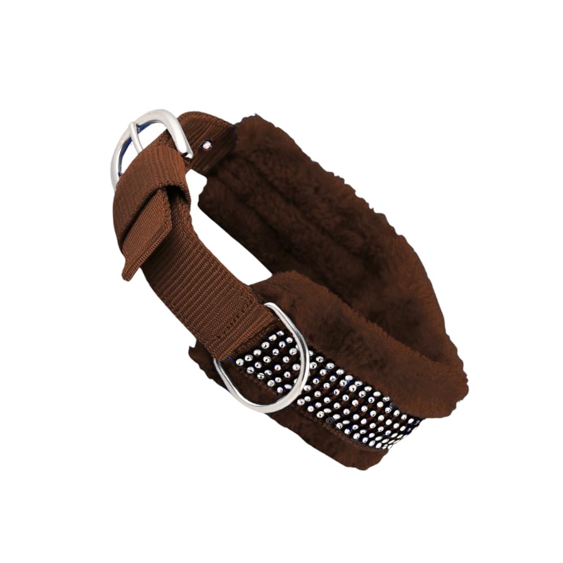The Velvet Tails Dog Fur Collar, Adjustable, Soft Padded Neck Belt for Pets (Brown, Medium) - Image 2