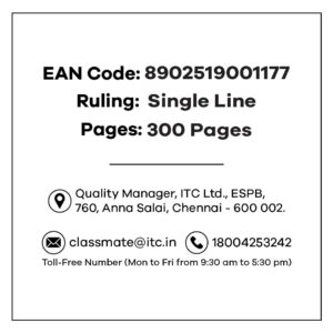 Classmate Premium 6 Subject Notebook - 203mm x 267mm, Soft Cover, 300 Pages, Single Line