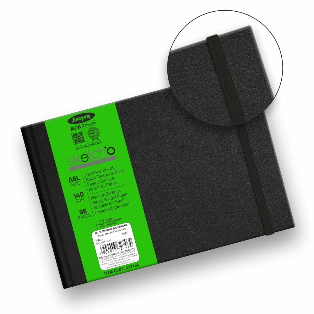 Anupam SketchO Sketchbook Hardbound, Portrait Opening 140 GSM Acid Free Natural Shade Paper (A5 Size 128 Pages) - Image 7