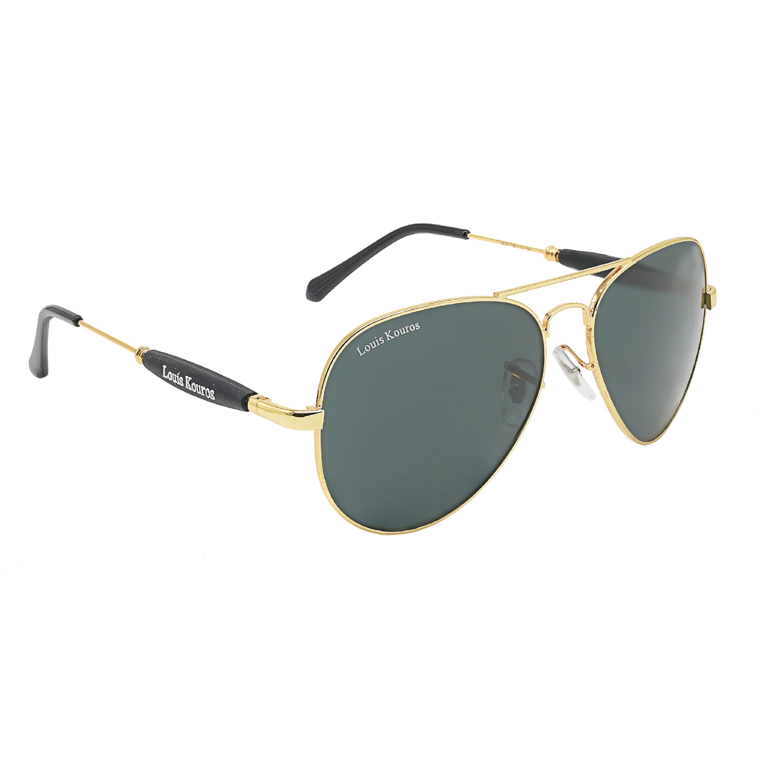 Louis Kouros Airomade Aviator Classic 3517 sunglasses | Gold Frame | Black Lens | Mirror Lens | 400 UV Protection | For Men & Women | Medium | 62 mm Lens Width - Image 6