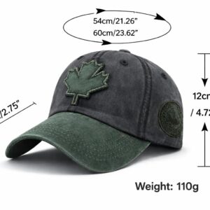 BRANDONN Casual Cotton Cap for Men & Women, Breathable Sun Hat (Canada Black-Green, Pack of 1)