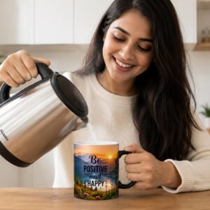 Personalized Magic Mug Custom Photo Mug Heat Sensitive Color Changing Coffee Mug Customized Gift for Birthday Anniversary Couple Gift Black 325ml