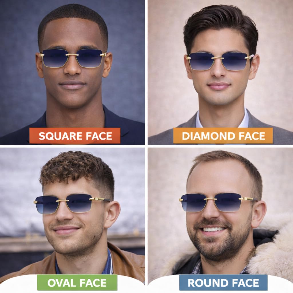 Dervin UV Protected Square Rimless Sunglasses for Men and Women (M, Gradient Blue) - Image 5