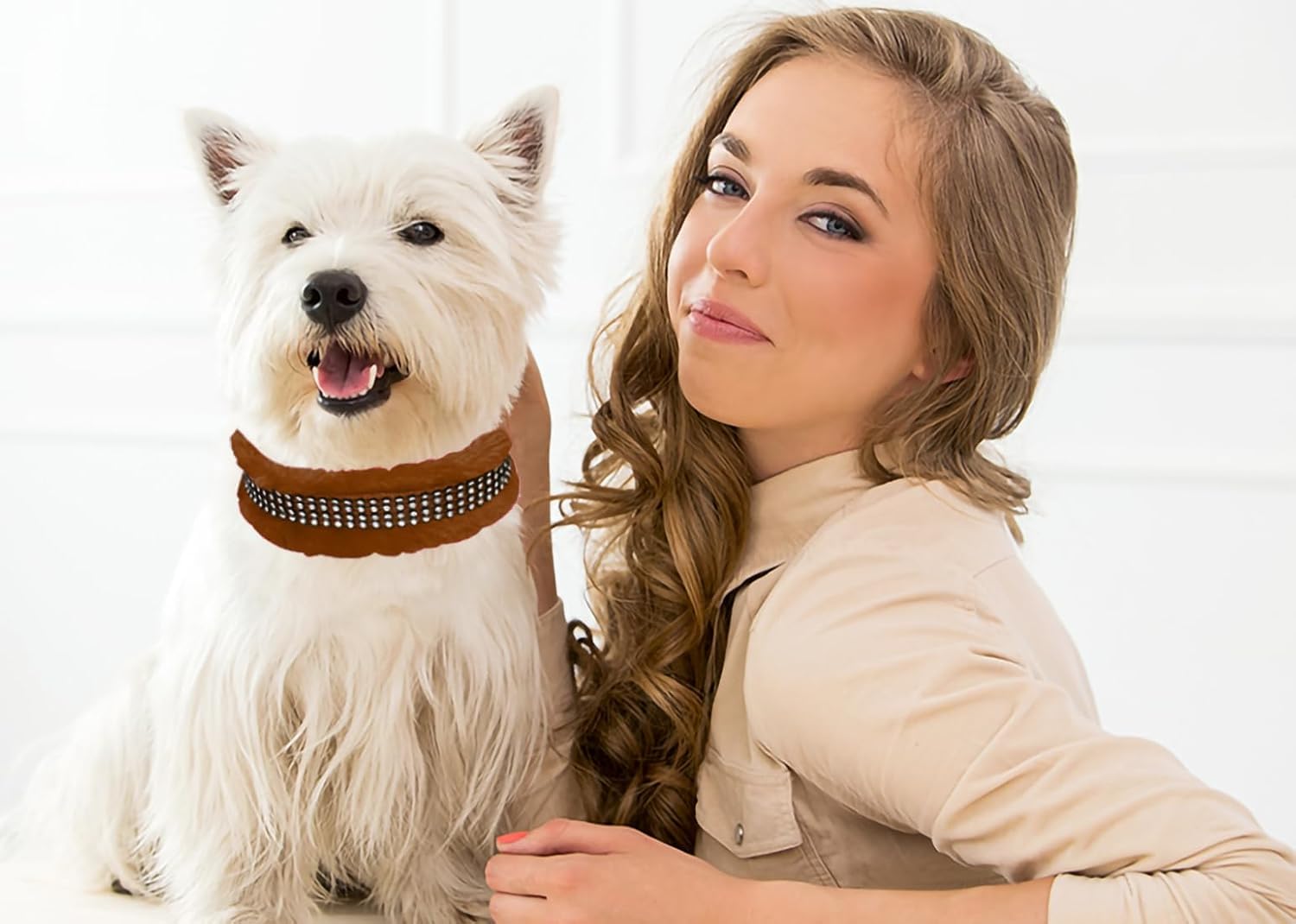 The Velvet Tails Dog Fur Collar, Adjustable, Soft Padded Neck Belt for Pets (Brown, Medium) - Image 4