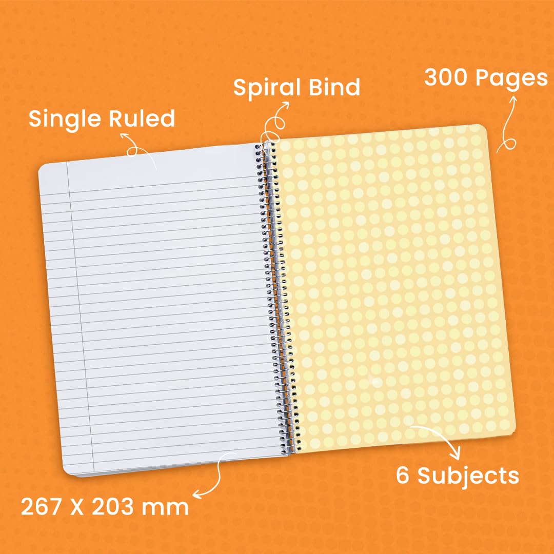 Premium 6 Subject Notebook - 203mm x 267mm, Soft Cover, 300 Pages, Single Line - Image 3