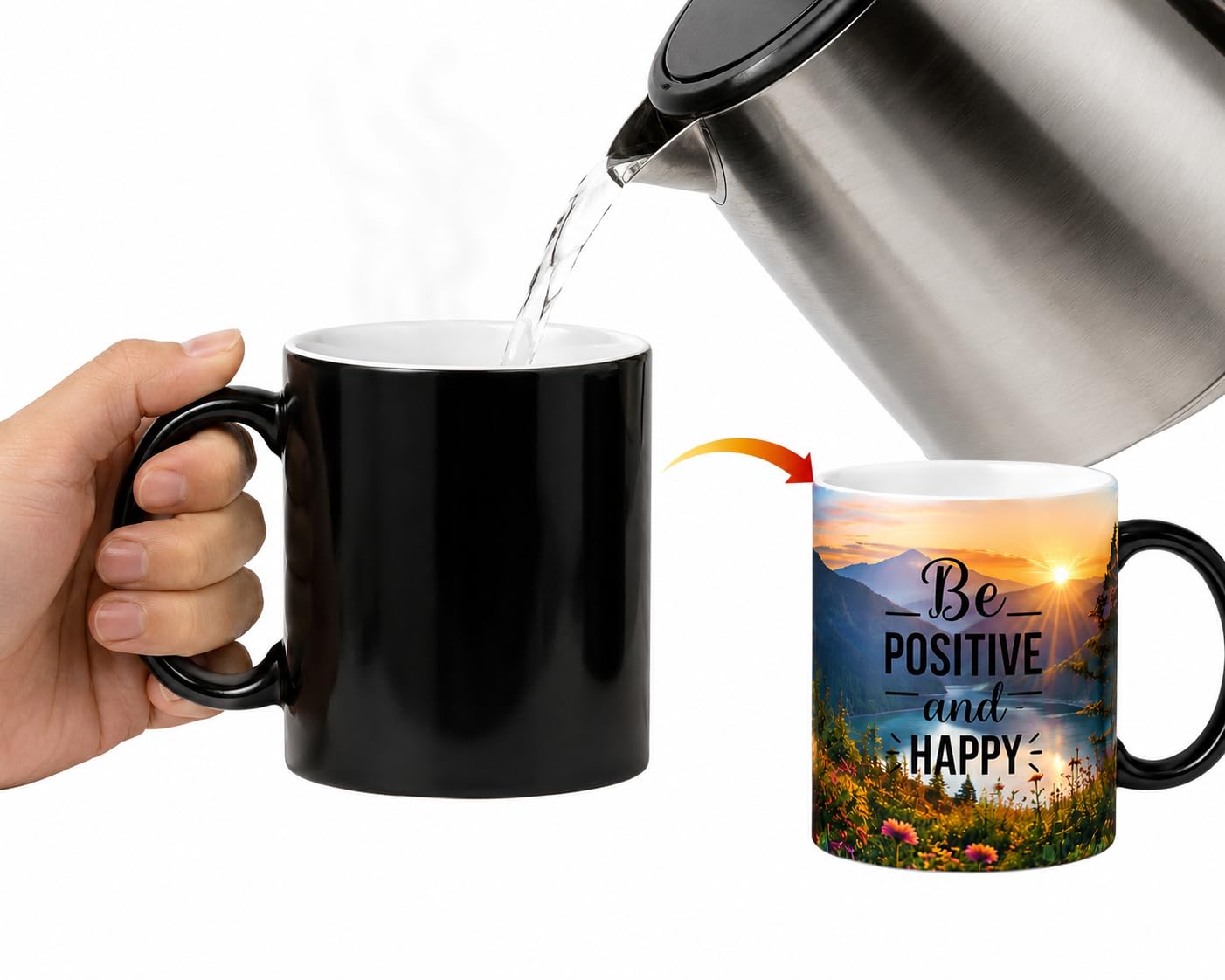 Personalized Magic Mug Custom Photo Mug Heat Sensitive Color Changing Coffee Mug Customized Gift for Birthday Anniversary Couple Gift Black 325ml - Image 2