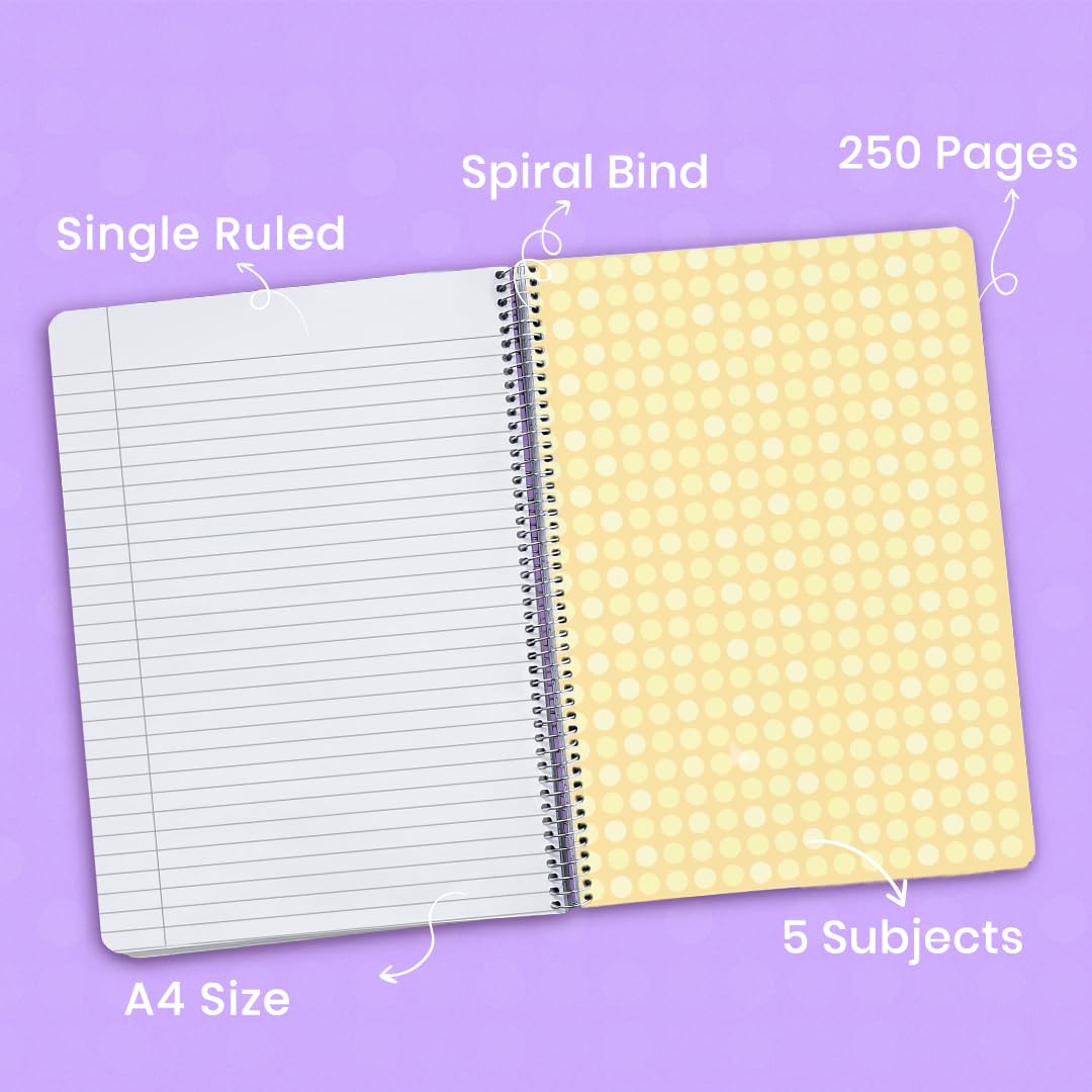 Classmate Pulse Single Line 5-Subject Notebook - 297mm x 210mm, 60 GSM, 250 Pages(Color and design may vary) - Image 3