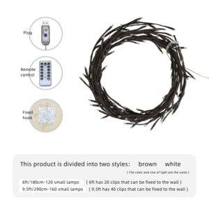 Enchanted Willow Vine Lights for Home Decor,5.5Ft LED Vine String Lights with Remote Control & USB Powered,Artificial Willow Vine Wall Hanging Lights with 10 Clips for Bedroom,Living Room & Decoration