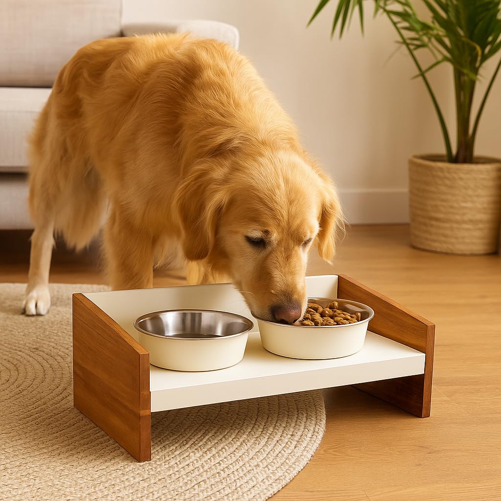 PAWPOURRI Pet Magnetic Diner Stainless Steel Pet Bowl Combo with Magnetic Base | Double Feeding Bowl Combo for Puppies & Cats (Elevated Magnetic Diner, 1800Ml, 56.6 X 31.2 X 20.3 Cm) Large