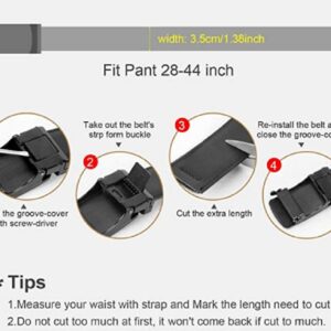 Contacts Genuine Leather Belt for Men with Easier Adjustable Autolock Buckle - Micro Adjustable Belt Fit Everywhere |Formal & Casual | Elegant Gift Box - (60-Black-Waist Size Fit From 28" to 42")