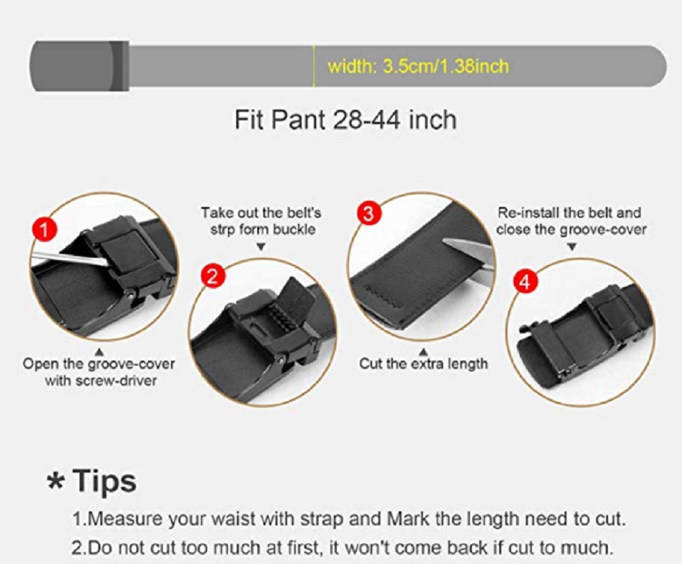 Contacts Genuine Leather Belt for Men with Easier Adjustable Autolock Buckle - Micro Adjustable Belt Fit Everywhere |Formal & Casual | Elegant Gift Box - (60-Black-Waist Size Fit From 28" to 42")