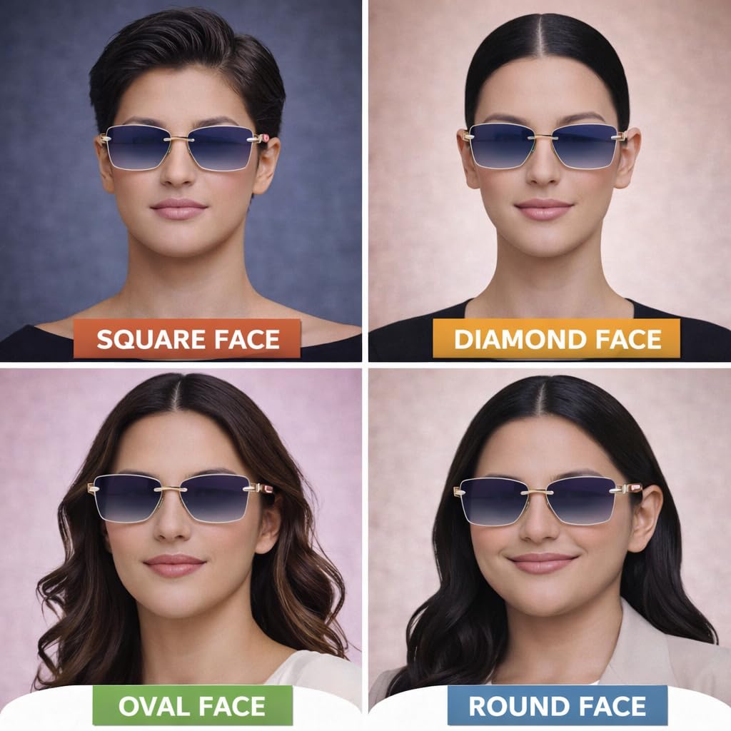 Dervin UV Protected Square Rimless Sunglasses for Men and Women (M, Gradient Blue) - Image 6