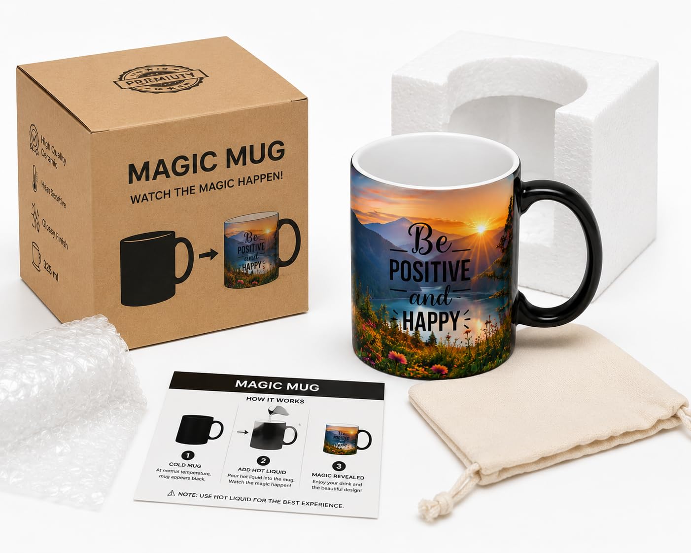 Personalized Magic Mug Custom Photo Mug Heat Sensitive Color Changing Coffee Mug Customized Gift for Birthday Anniversary Couple Gift Black 325ml - Image 8