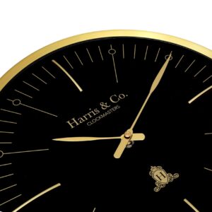 HARRIS & CO. CLOCKMASTERS Metal Luxury Pendulum Analog Wall Clock,Silent Sweep Noiseless Technology 13 Inch Gold, Model-Knightsbridge