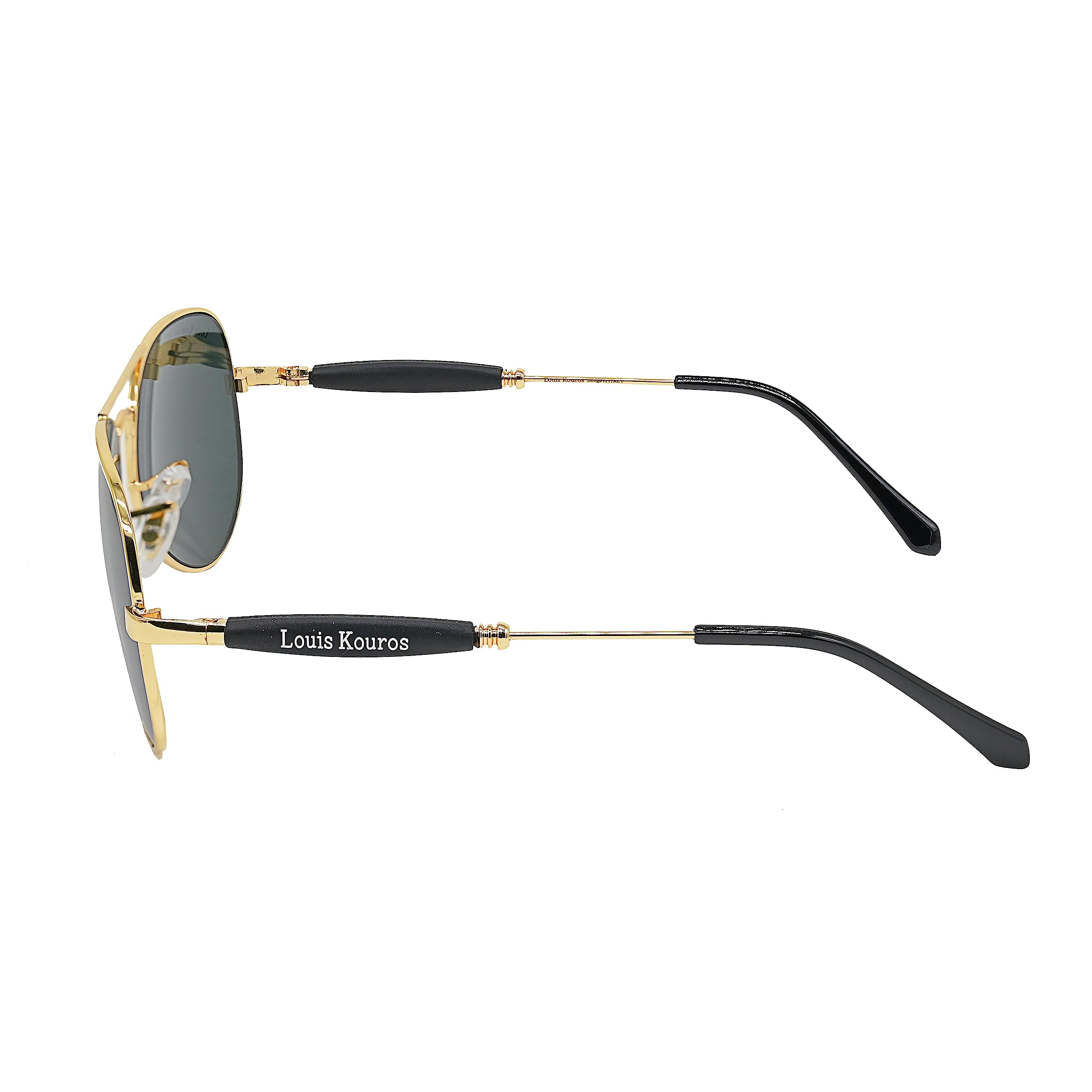 Louis Kouros Airomade Aviator Classic 3517 sunglasses | Gold Frame | Black Lens | Mirror Lens | 400 UV Protection | For Men & Women | Medium | 62 mm Lens Width