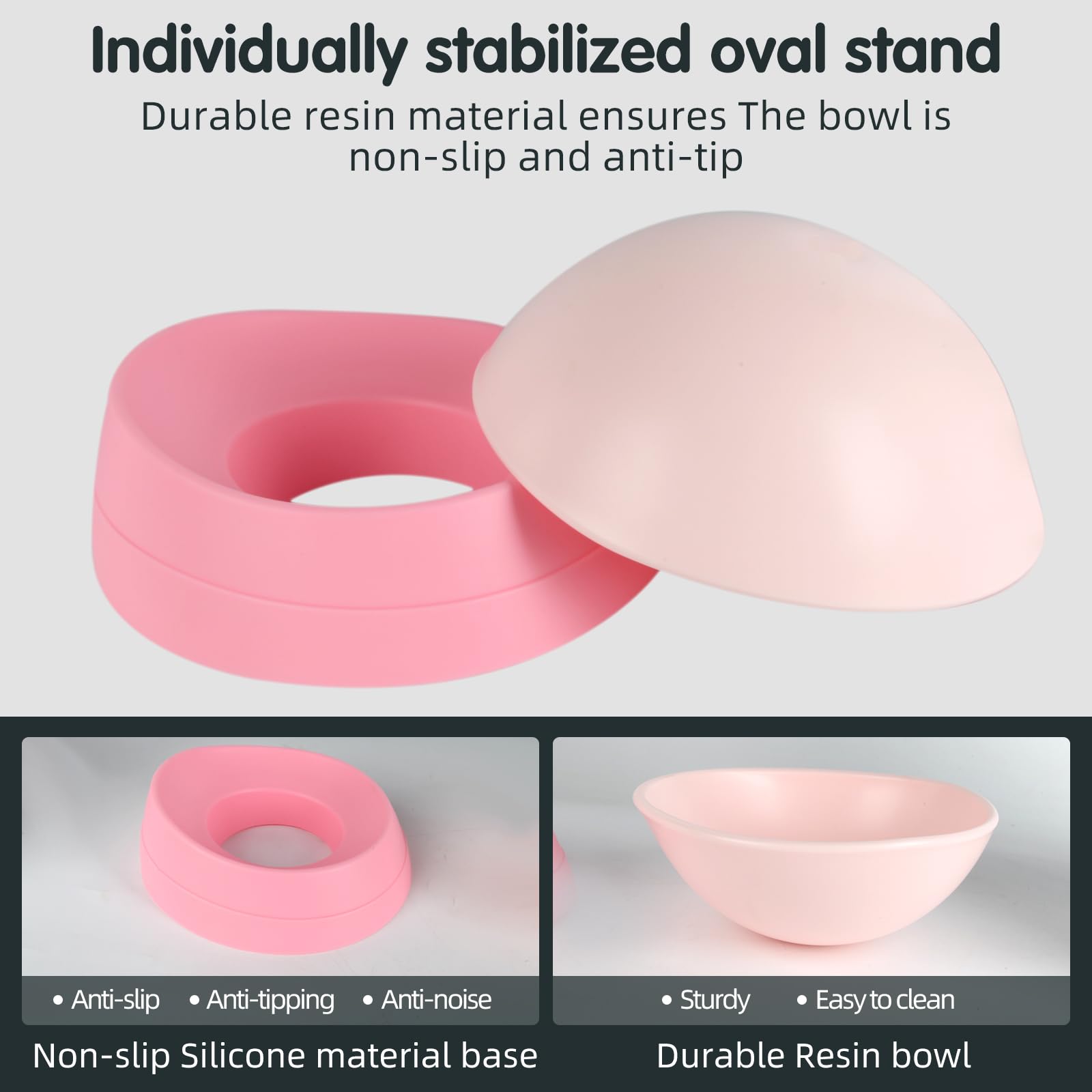 JWPC Bulldog Bowl Anti-Slip Dog Cat Dish Detachable Rubber Dog Bowl Pet Sterile Tilted Pet Feeder Slope Base,Pink - Image 7