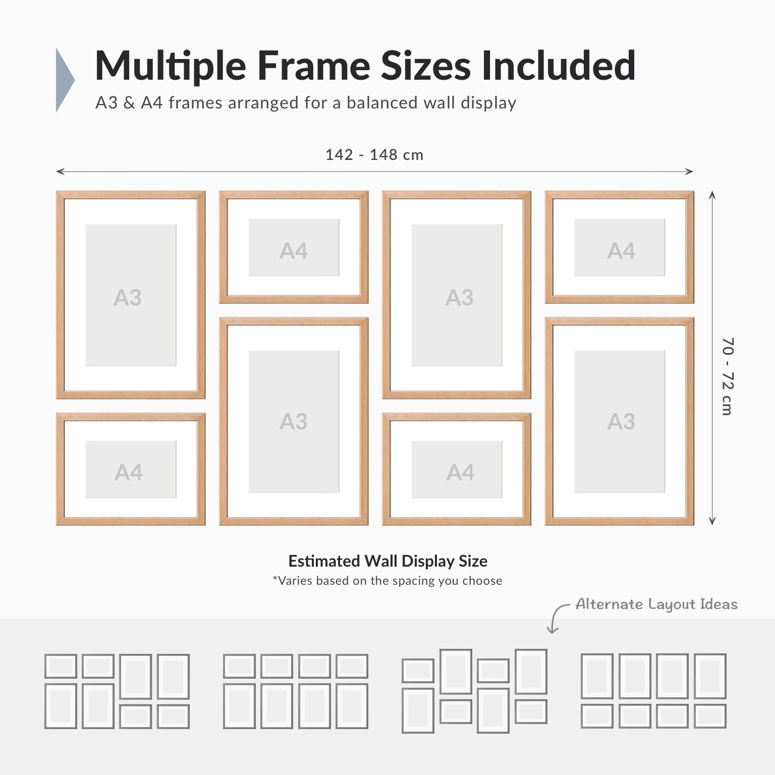 Inkspire Atelier Studio | Custom Personalized Photo Collage Framed Wall Art Painting Frames Set | Family Picture Frame Wall Decor Artwork for Living Room Bedroom | A3 + A4 Frame Combo Gallery Style | Personalized Home Decor Gift - Image 7