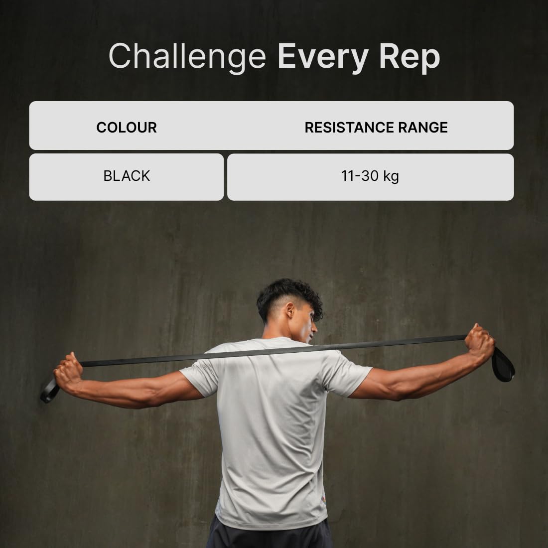 Cult Black Resistance Band (11–30 kg) Black Medium Resistance Fitness Band for Stretching, Pull-Ups, Strength Training, Home & Gym Workouts for Men & Women - Image 4