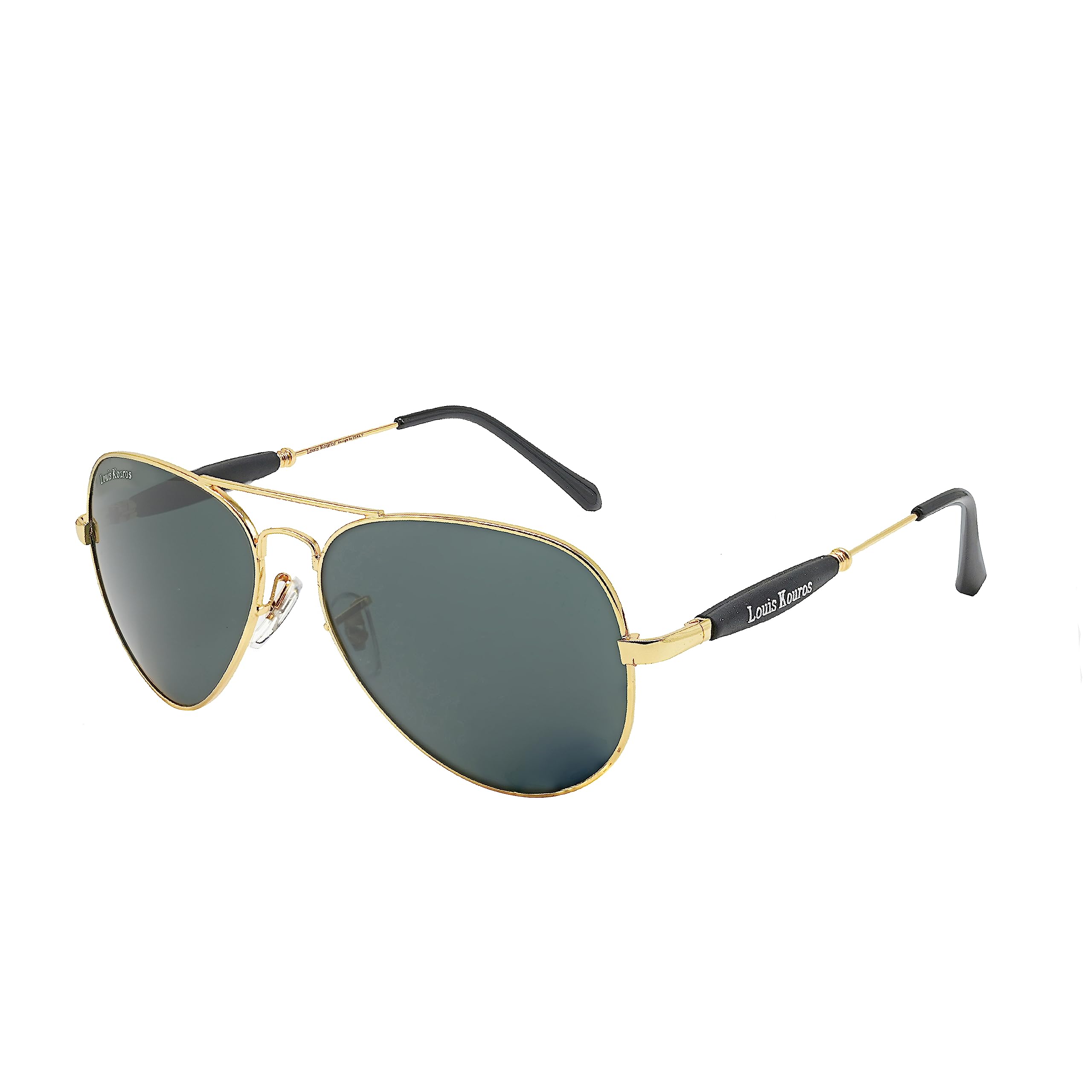 Louis Kouros Airomade Aviator Classic 3517 sunglasses | Gold Frame | Black Lens | Mirror Lens | 400 UV Protection | For Men & Women | Medium | 62 mm Lens Width - Image 2
