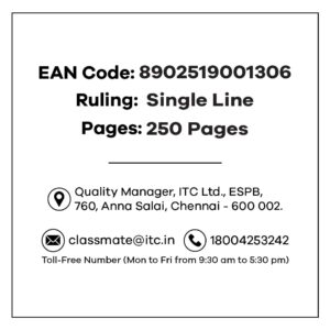 Classmate Pulse Single Line 5-Subject Notebook - 297mm x 210mm, 60 GSM, 250 Pages(Color and design may vary)