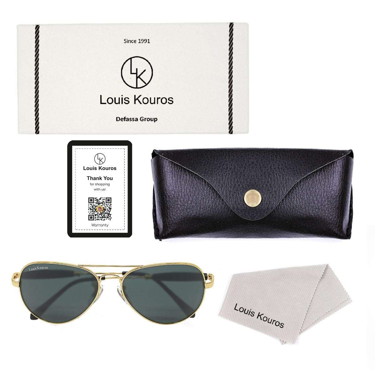 Louis Kouros Airomade Aviator Classic 3517 sunglasses | Gold Frame | Black Lens | Mirror Lens | 400 UV Protection | For Men & Women | Medium | 62 mm Lens Width - Image 9