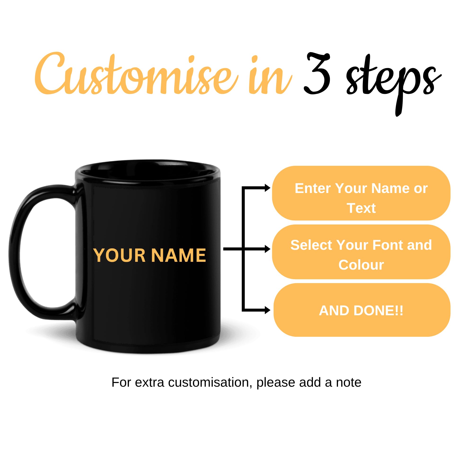 Black Name Mug – Customized Cup for Gift, Personalized Black Coffee Cup for Gift, Office Coffee Mug for Men and Women, Customised Coffee Mug with Name, Unique Printed Mug - Image 5