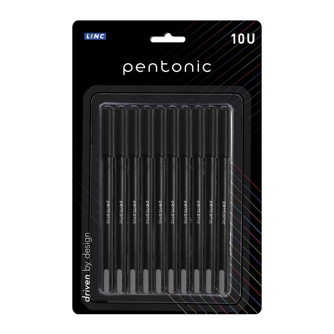 Pentonic 0.7 mm Ball Pen Blister Pack | Black Body | Black Ink | Set of 10 Pens - Image 2