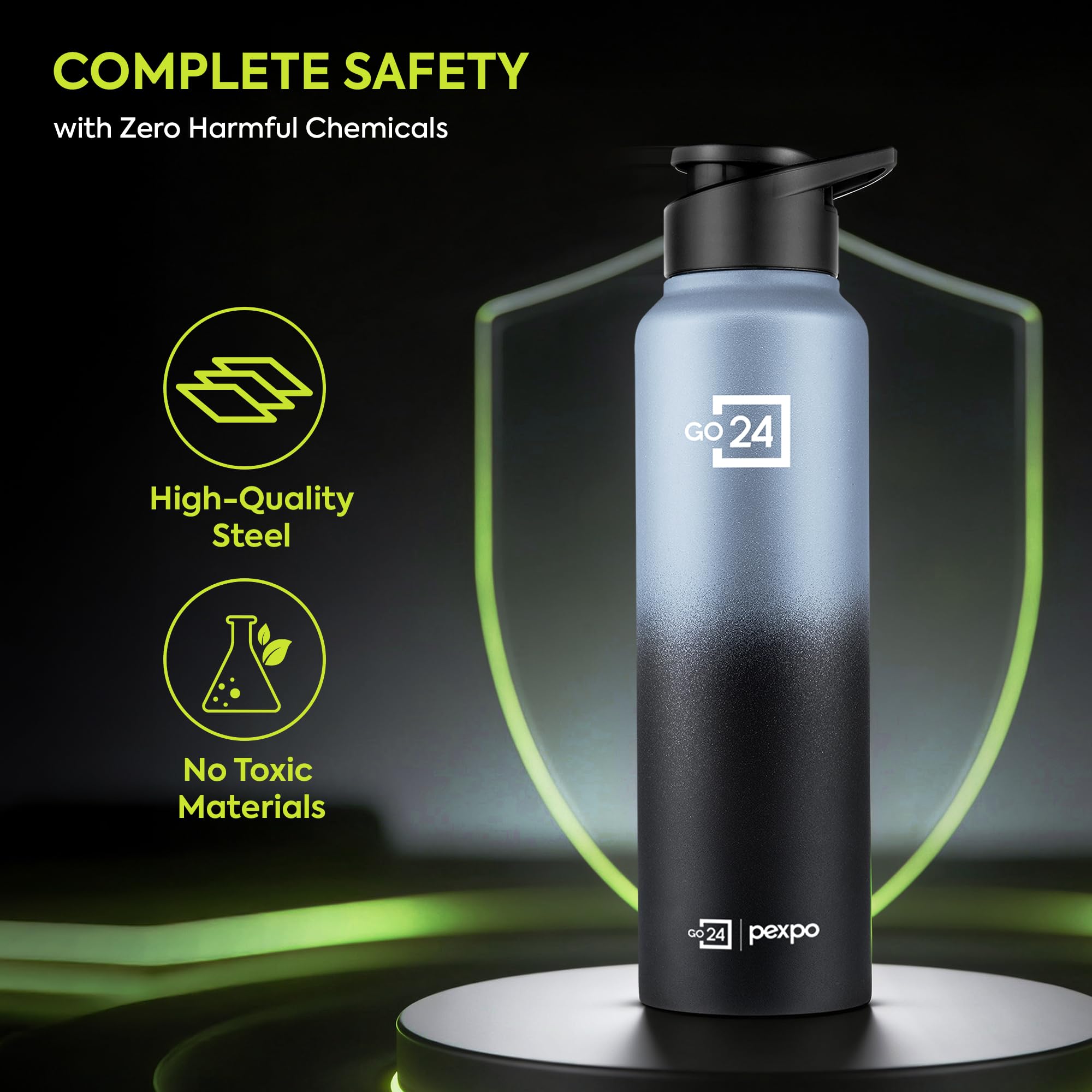 Water Bottle 1 ltr Stainless Steel Sports/Fridge Bottle with Sipper Cap | 1-Year Warranty | Single Wall | For Home, Office, Gym | Lightweight | Craft Pro 950ml | Grey - Black Ombre - Image 8