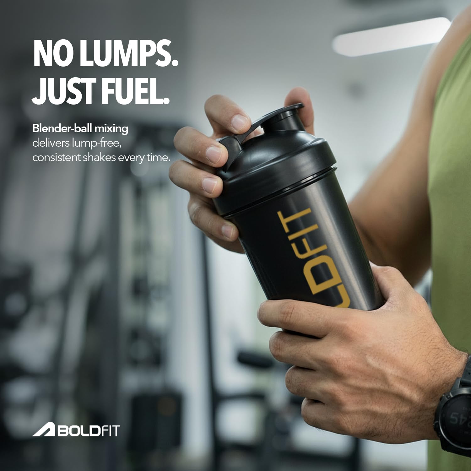 Boldfit Bold Gym Shaker Bottle 700ml, Bottles For Protein Shake 100% Leakproof Guarantee Protein Shaker/Sipper, Ideal For Protein, Pre Workout And BCAAs & Water BPA Free Material,Plastic,Black - Image 4