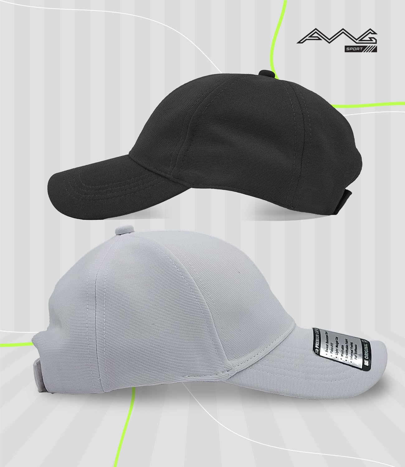 AWG ALL WEATHER GEAR Baseball Cap for Men – Black & White Combo, Pack of 2 | UPF 50+ Sun Protection, Moisture-Wicking Sweat Band | Gym, Cricket, Golf Free Size for Teens, Men & Women - Image 6