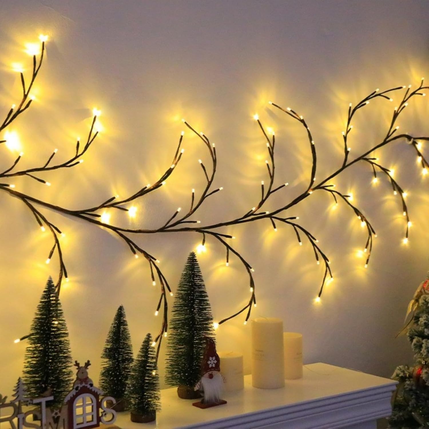 Enchanted Willow Vine Lights for Home Decor,5.5Ft LED Vine String Lights with Remote Control & USB Powered,Artificial Willow Vine Wall Hanging Lights with 10 Clips for Bedroom,Living Room & Decoration - Image 6