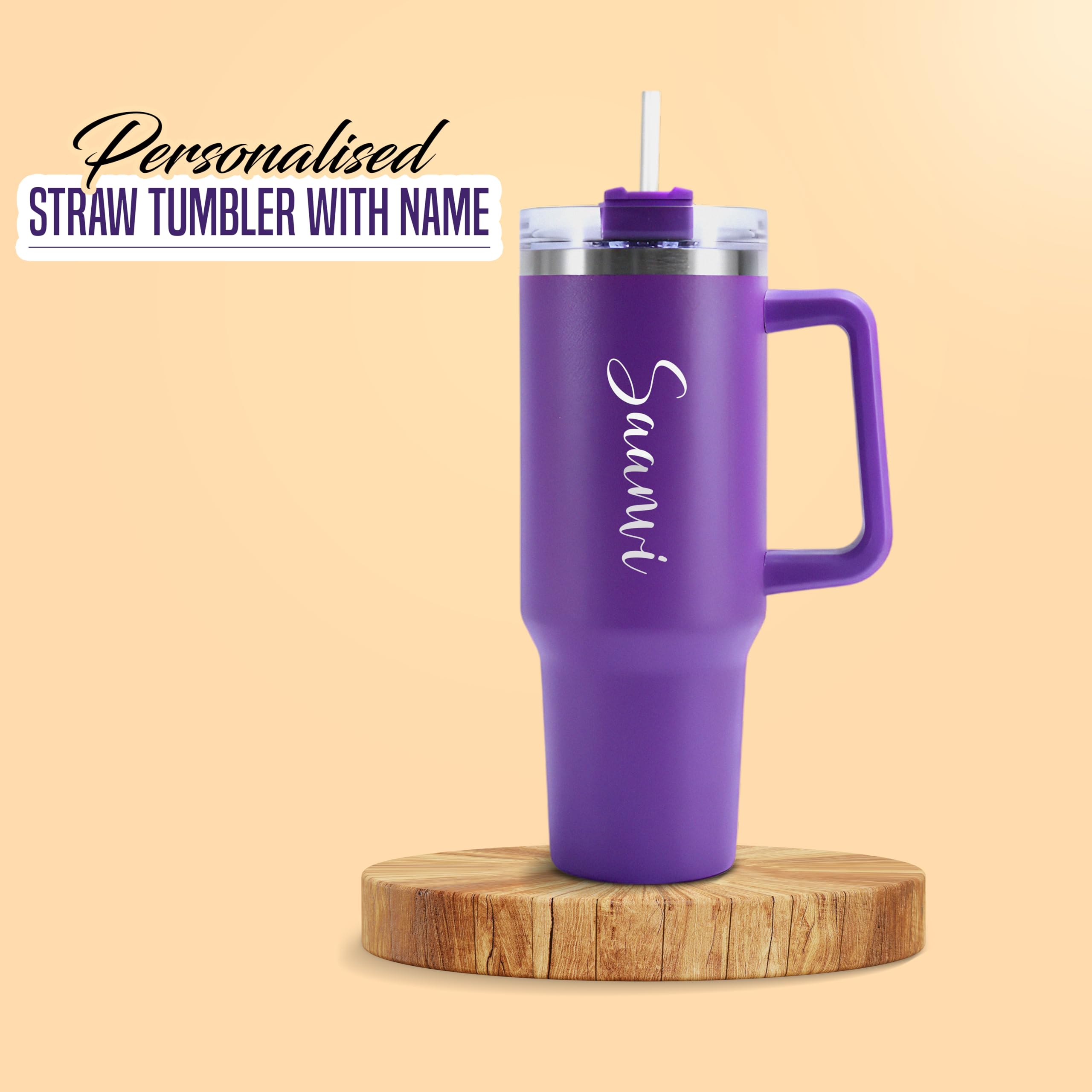 Customized Tumbler with Name, 1200 ML Stainless Steel Travel Mug with Straw, Lid & Handle, Personalised Sipper Water Bottle for Women, Men & Girls, Anniversary Birthday Gift for Office & Gym Use - Image 4
