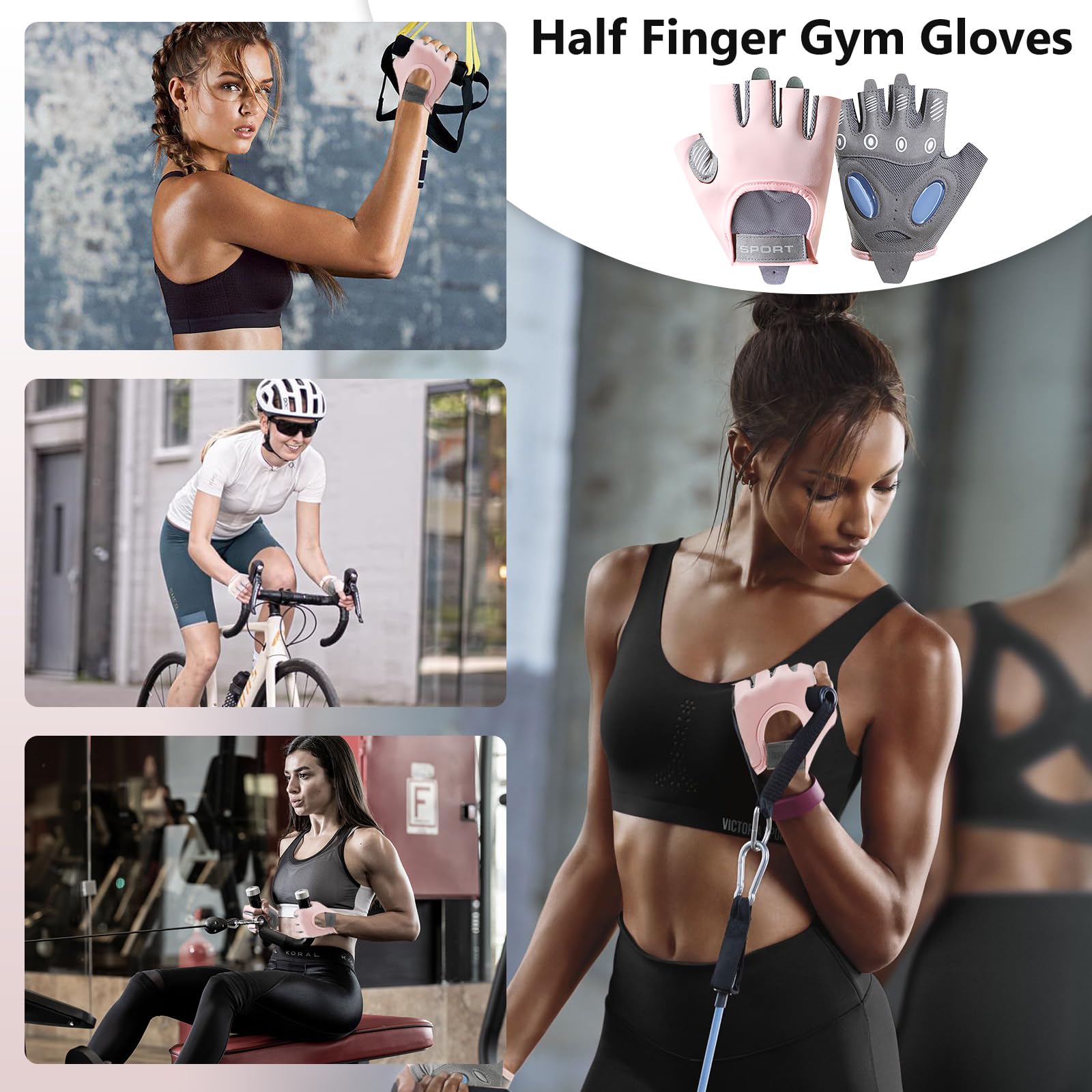 TecoKart® Gym Gloves Half Hand Gloves for Women Weight Lifting Gloves for Gym Workout Bike Gloves Gym Accessories for Women Liquid Silicone Anti-Slip and Wear-Resistant Hand Gloves for Women & Men - Image 7