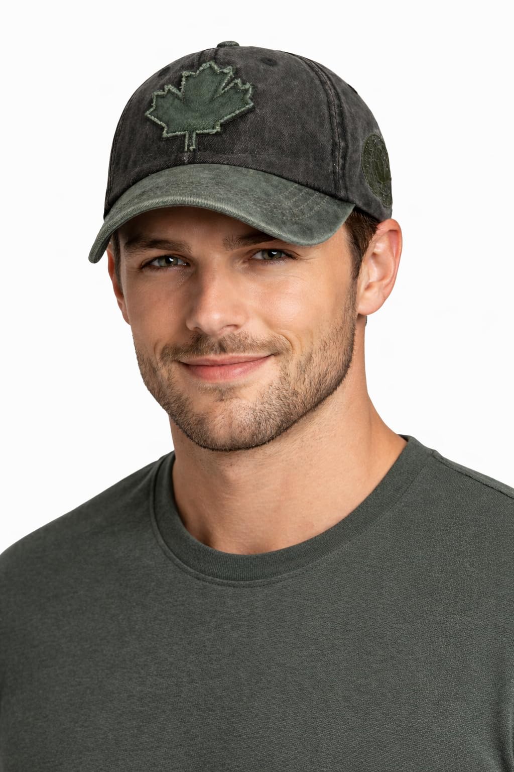 BRANDONN Casual Cotton Cap for Men & Women, Breathable Sun Hat (Canada Black-Green, Pack of 1) - Image 3