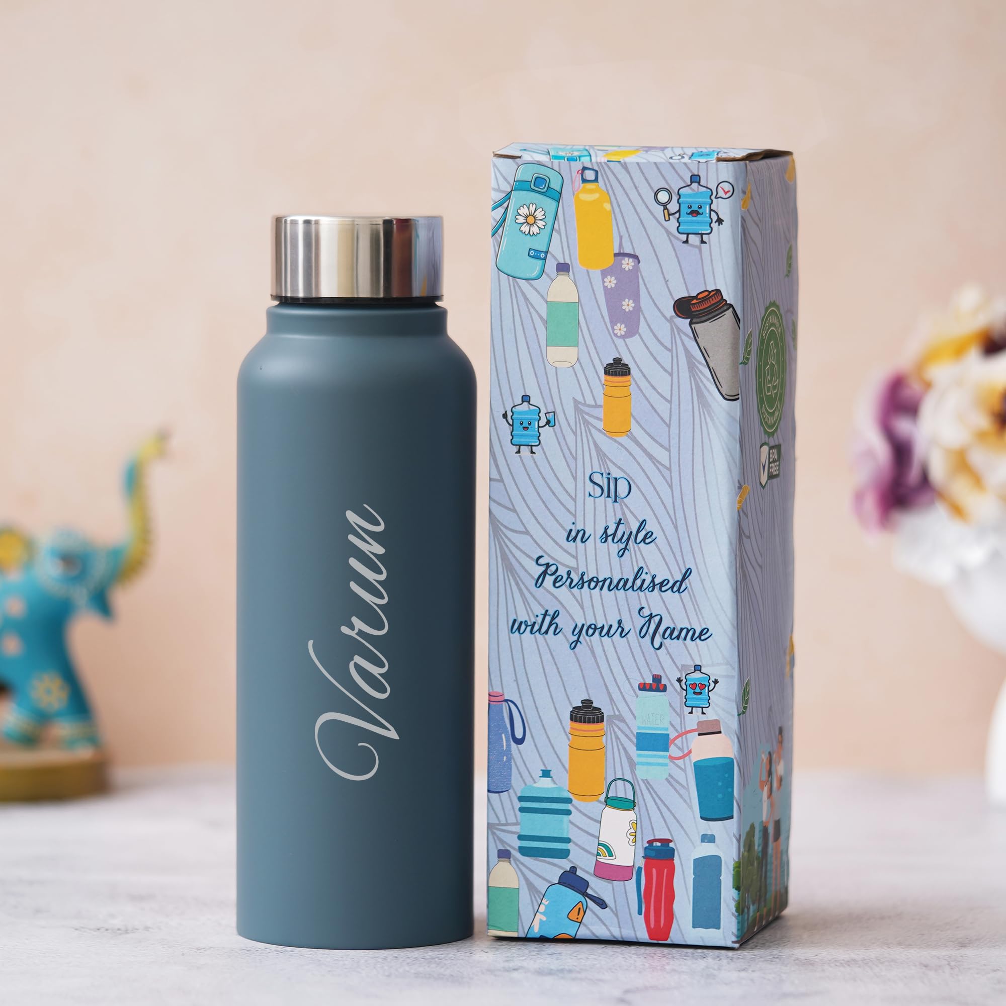 Your Gift Studio Customized Water Bottle Gift Set with Name | Personalized Unisex Gift Set | Birthday Gift for Husband, Wife, Brother, Sister and Friends - Image 5