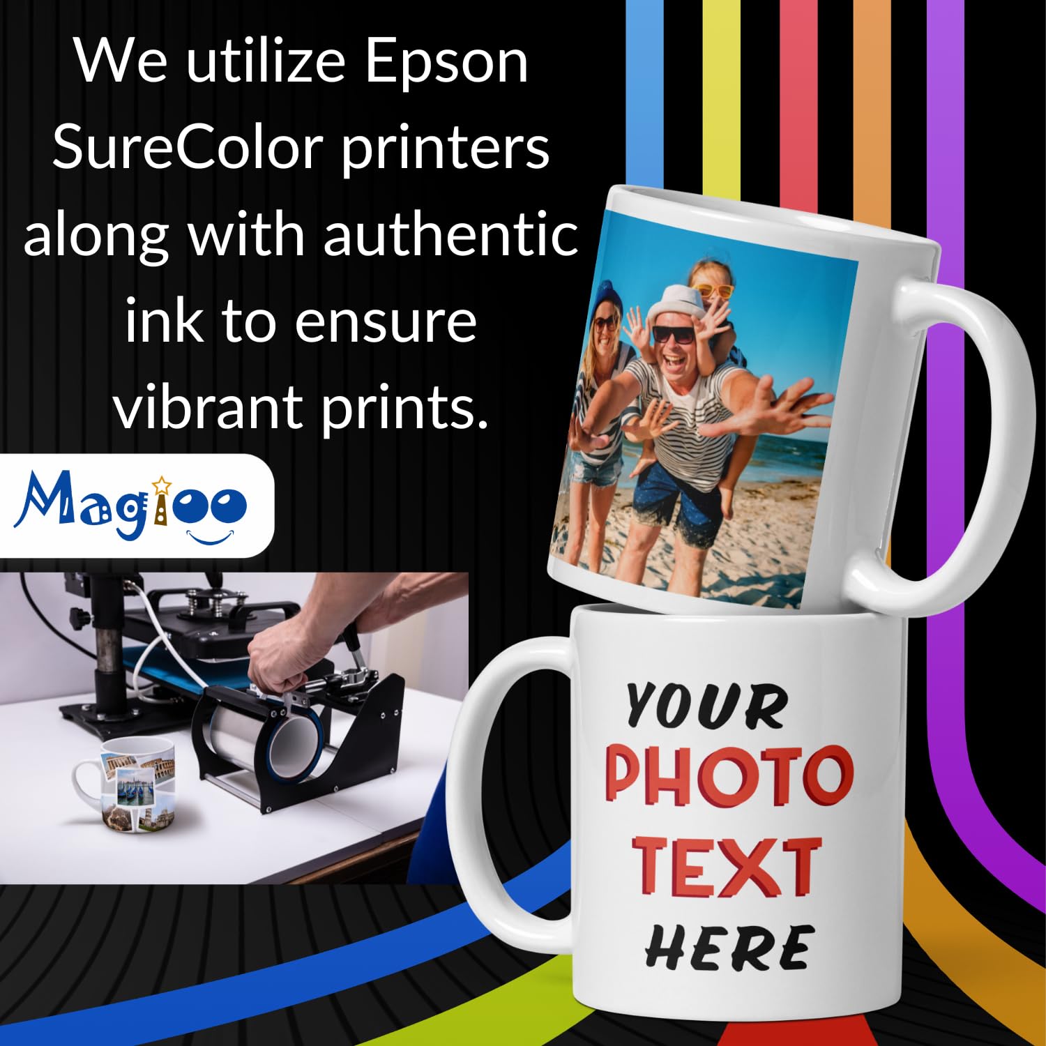 MAGIOO Custom Mug with Photo & Text, White Ceramic 312ml Coffee Cup, Gift Personalized Birthday Anniversary for Husband, Wife, Brother, Sister, Friends, Mom, Dad - Image 3