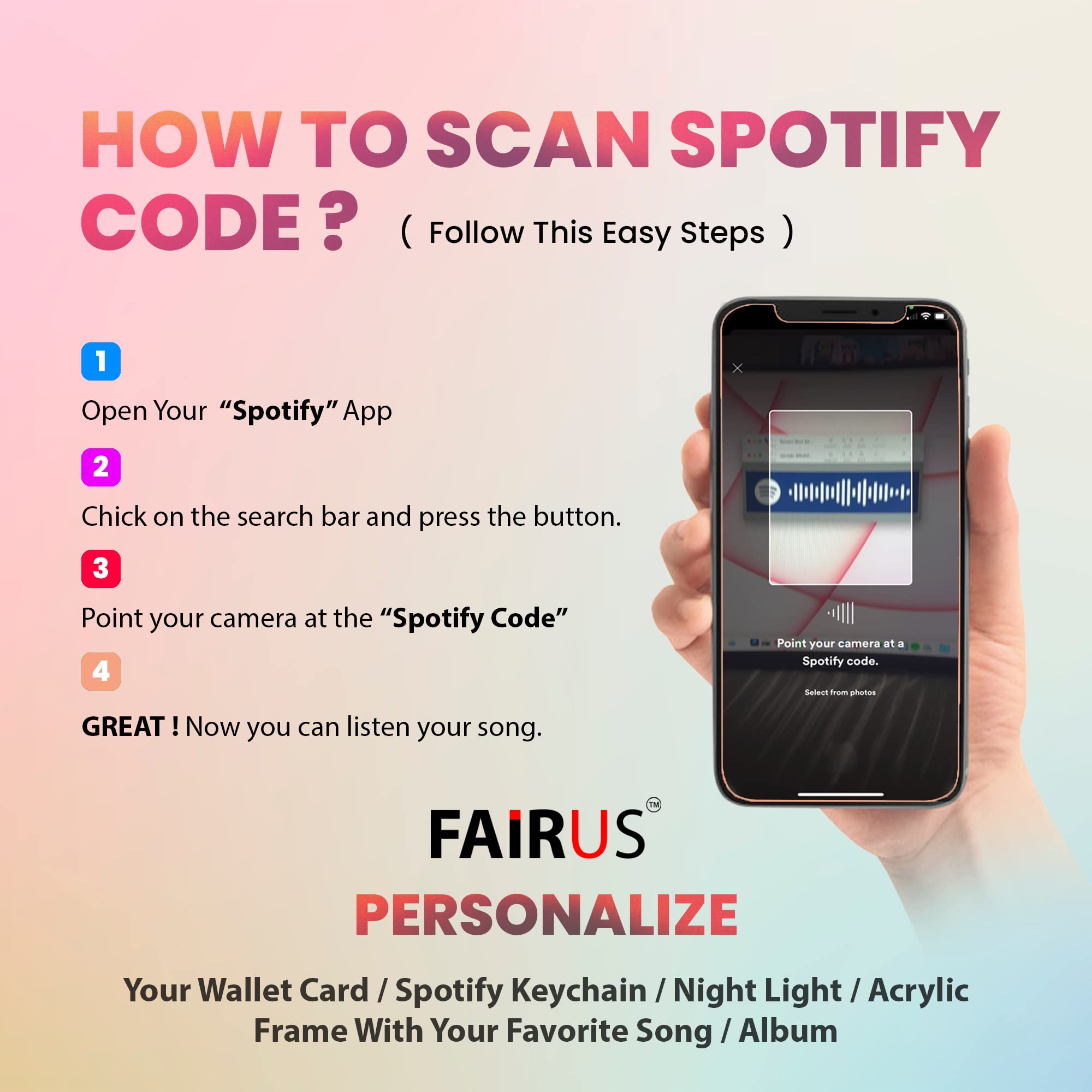 Fairus Customized Wallet Card - Your Photo, Illustration Or Bitmoji, Message, Spotify Song Code Backside Best For Special Occasion Gift For Loved One For Thanksgiving (Your Upload)