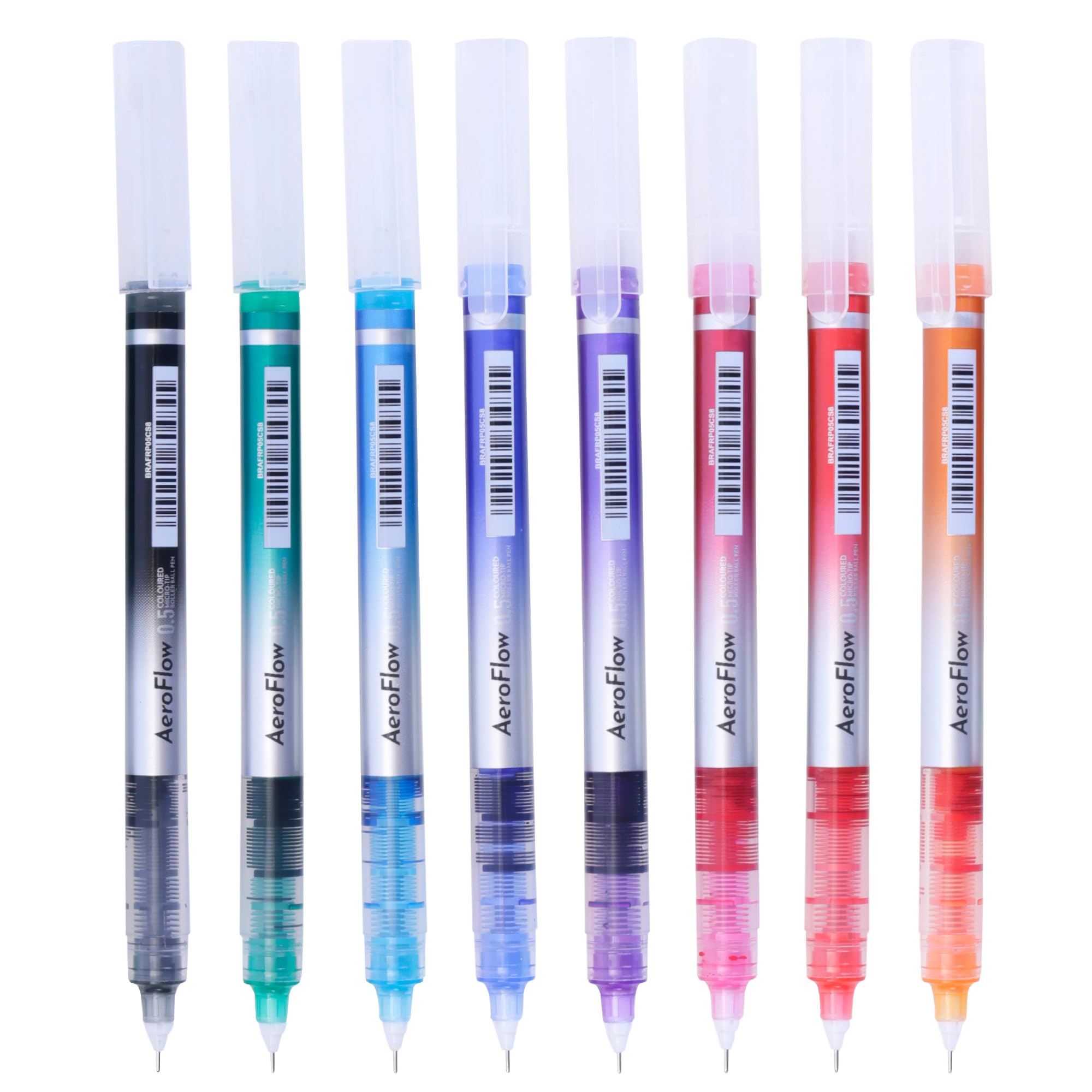 BRUSTRO AeroFlow Coloured Micro-Tip Roller Ball Pen | Tip size - 0.5 mm - Set of 8 |Leakproof, Quick Dry, Acid-Free, Non-Toxic,Fade Resistant,Ideal for Drawing,Doodling, Office, Stationery, School use - Image 2