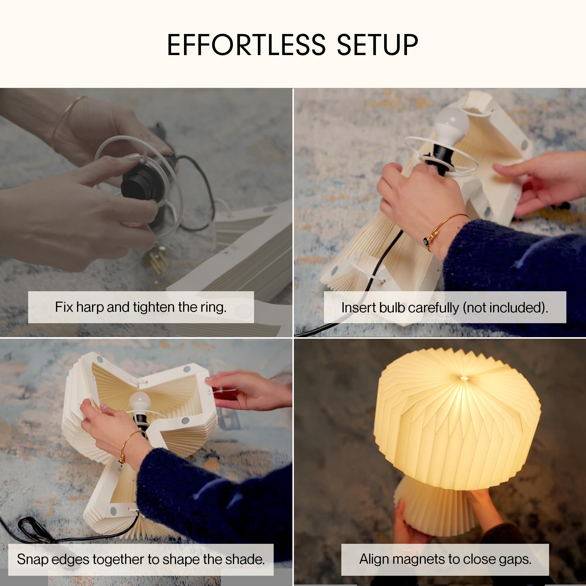 FIG Living Ori Table Lamp for Living Room Decoration, Bedroom, Study and Gifting | 32 cm Tall Origami Design Lampshade | Premium Laminated Paper - Dust and Water Resisant | Ambient Night Lamp - Image 7
