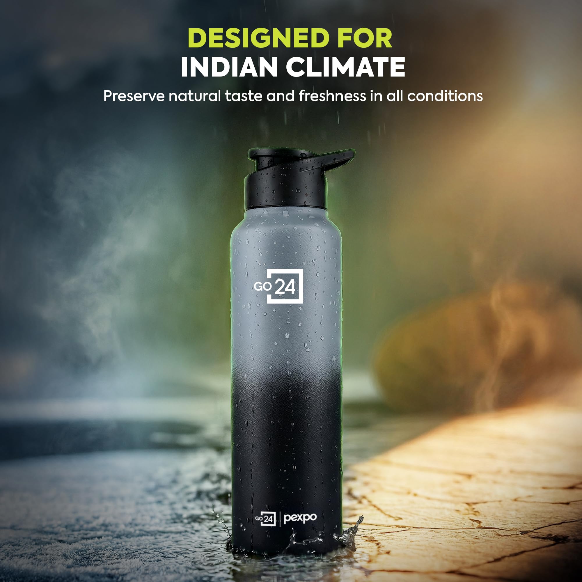 Water Bottle 1 ltr Stainless Steel Sports/Fridge Bottle with Sipper Cap | 1-Year Warranty | Single Wall | For Home, Office, Gym | Lightweight | Craft Pro 950ml | Grey - Black Ombre - Image 6