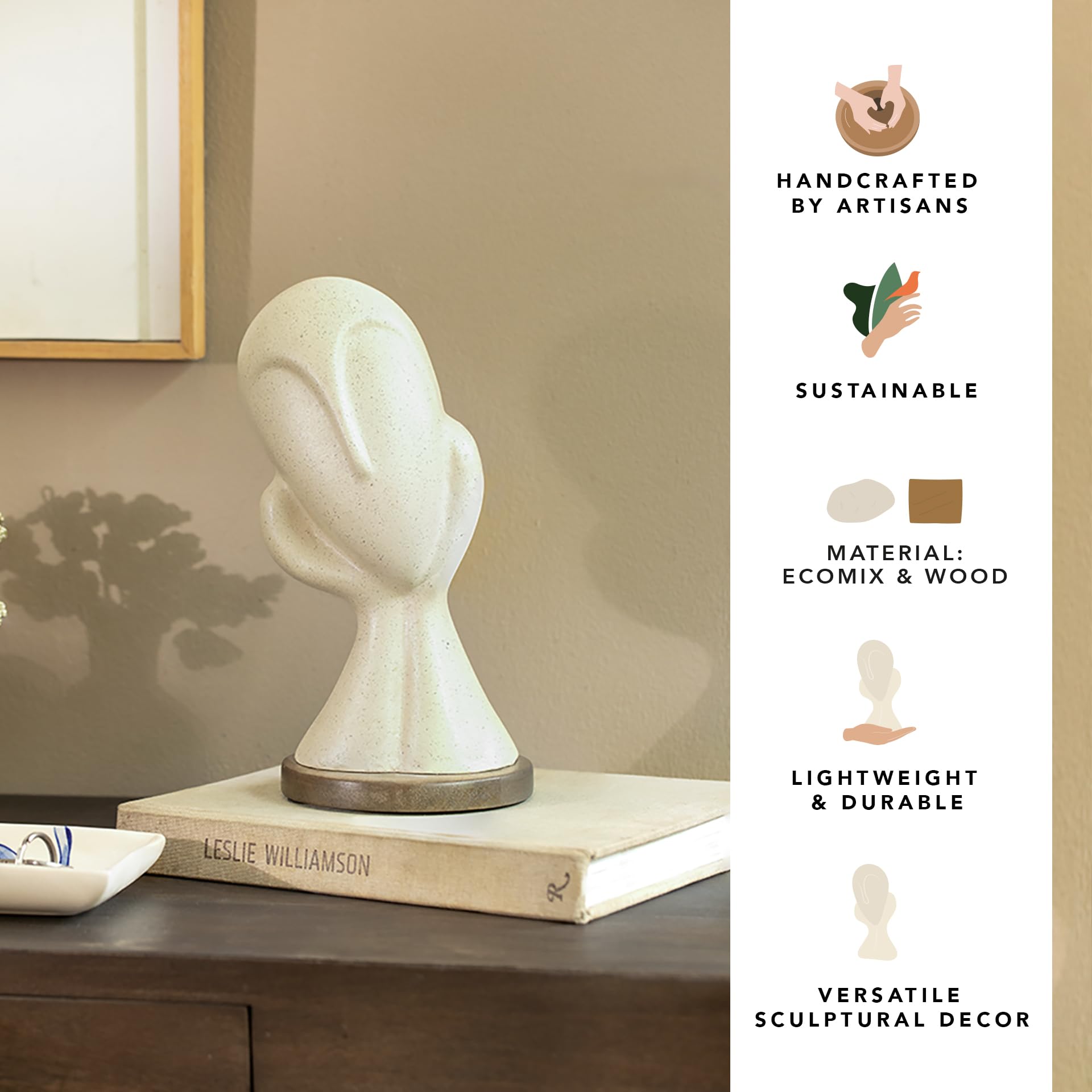 Ellementry Spellbound Face Ecomix Sculpture 27 cm Tall, Home Décor Showpiece Figurine for Living Room & Office, Modern Asthetic Tabletop Decorative Accent, Unique Gift Item for Shelf Decoration - Image 3