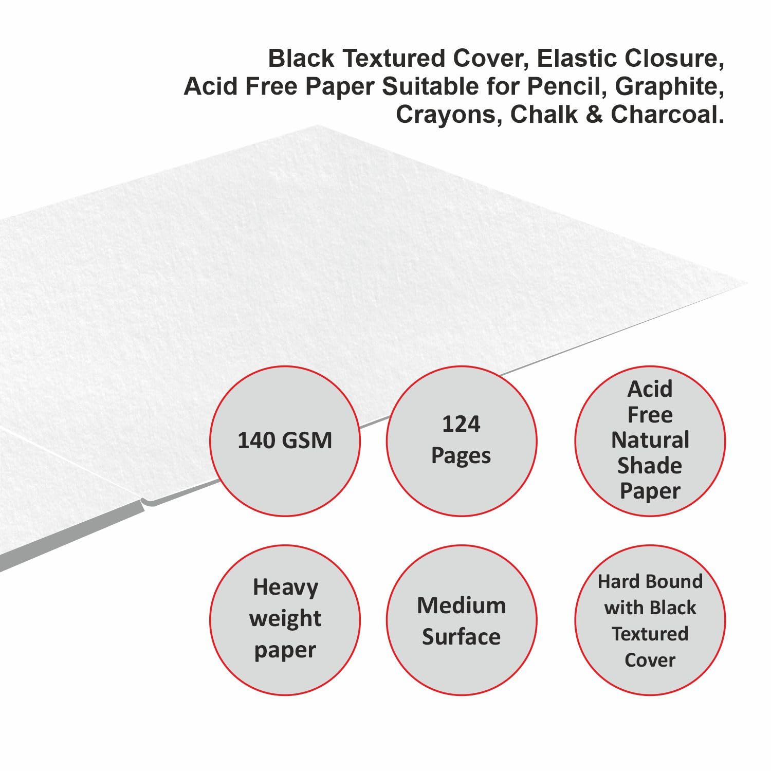 Anupam SketchO Sketchbook Hardbound, Portrait Opening 140 GSM Acid Free Natural Shade Paper (A5 Size 128 Pages) - Image 5