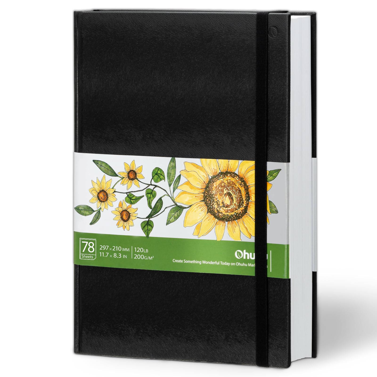 Ohuhu Sketch Book Drawing Book A4 200 Gsm Sketchbook Drawing Paper Art Book Drawing Pad/Notebook Sketch Book For Artist Markers Pencils Charcoal Pastels Great Gift Idea 78 Sheets/156 Pages,Oil Paint - Image 2